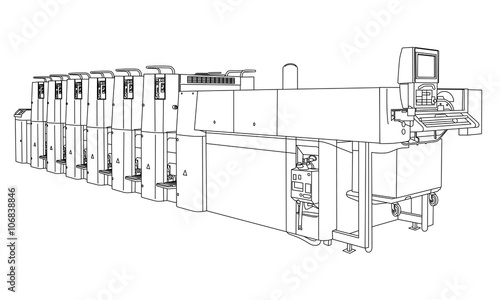industrial machinery, line drawing illustration