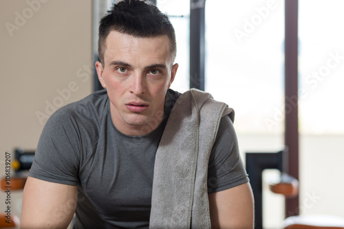 Muscular Man Resting After Exercise