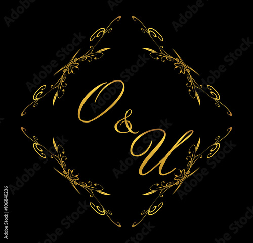 OU initial wedding with floral