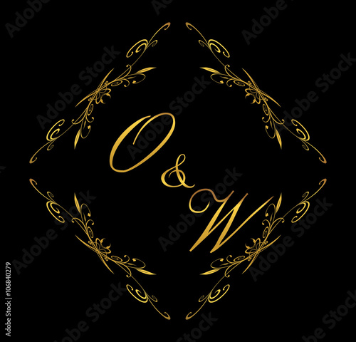 OW initial wedding with floral