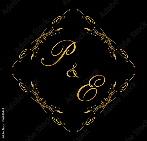 PE initial wedding with floral