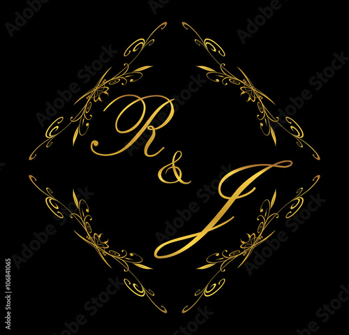 RJ initial wedding with floral