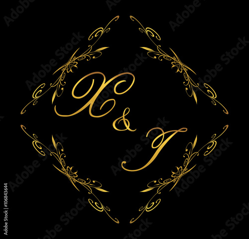 XI initial wedding with floral