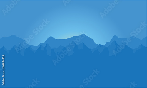 landscape of blue mountains