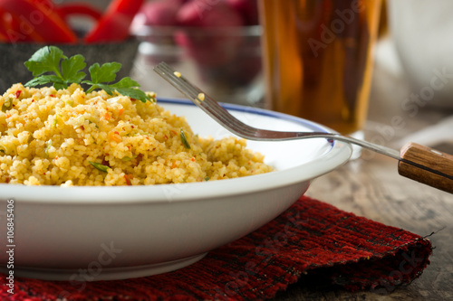 Delicious dish of couscous photo