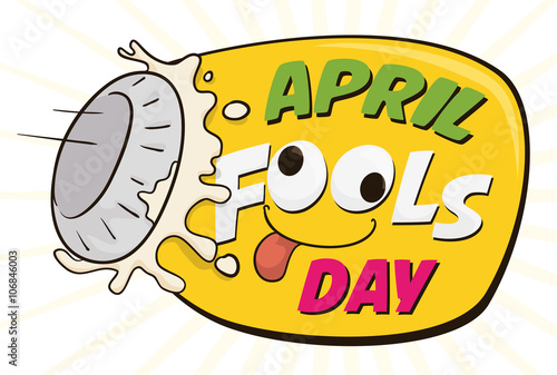 Hilarious Pieing April Fools' Day Sign, Vector Illustration