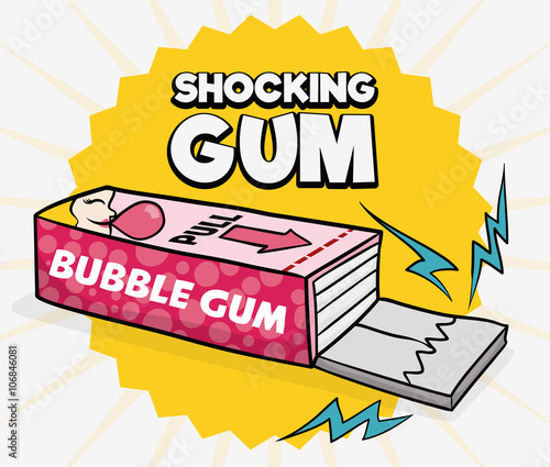 Funny Prank of Shocking Gum for April Fools' Day, Vector Illustration