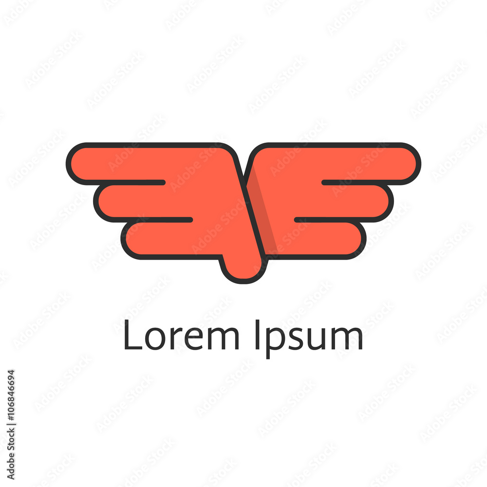 red outline wings like company emblem red outline wings like company emblem