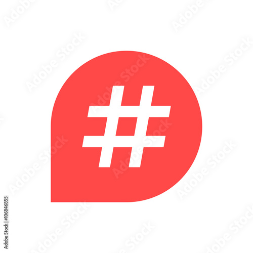 hashtag icon in red bubble