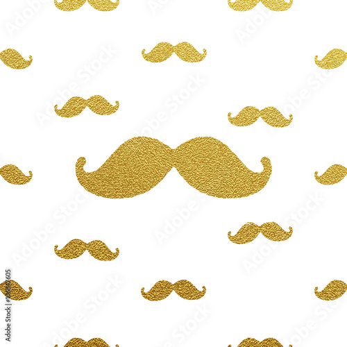 Moustache gold glitter pattern design