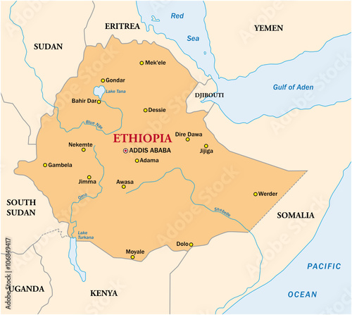 simple vector map of the state of ethiopia