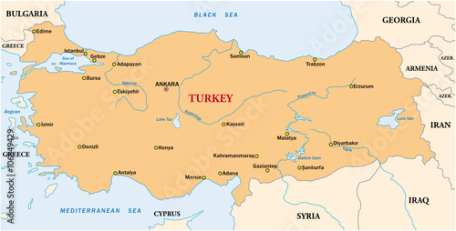 simple vector map of the state of Turkey