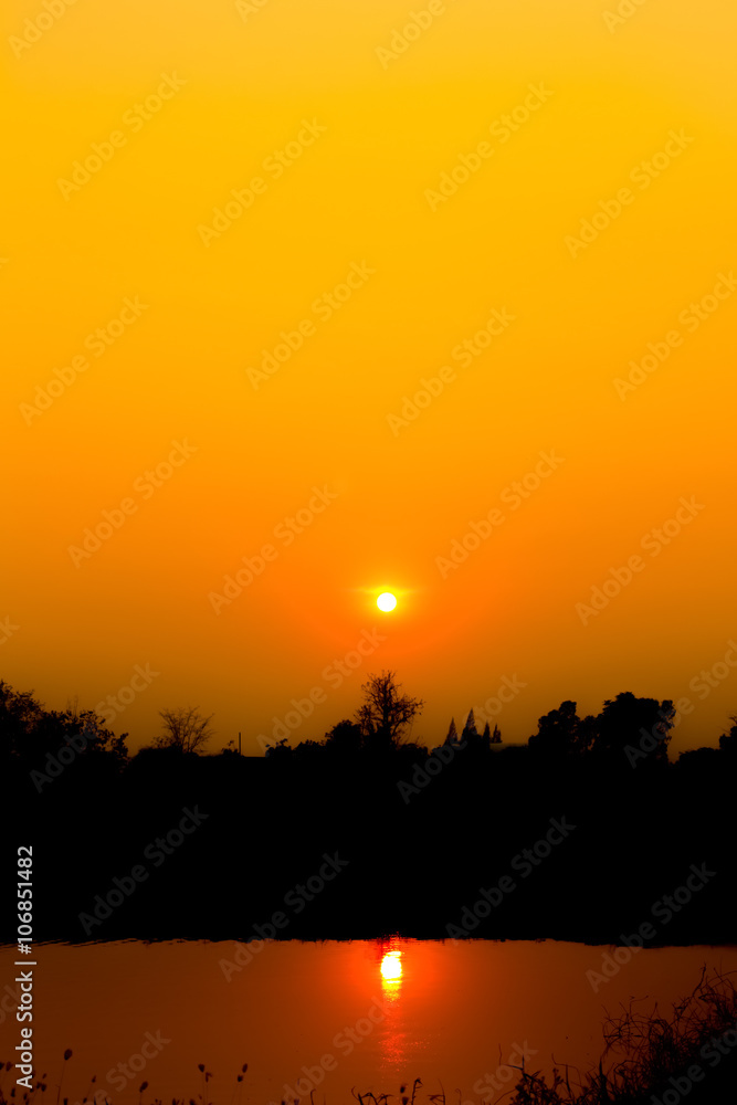 Sunrise with bright colors in clouds, concept for early morning