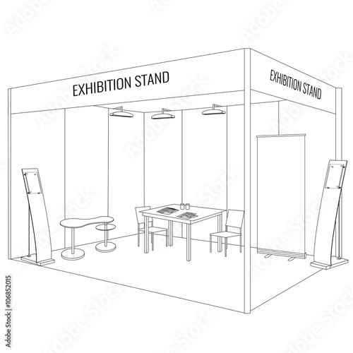 Vector Blank trade exhibition booth stand. Trendy outline style