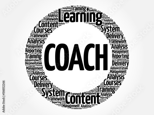 Coach circle word cloud, business concept