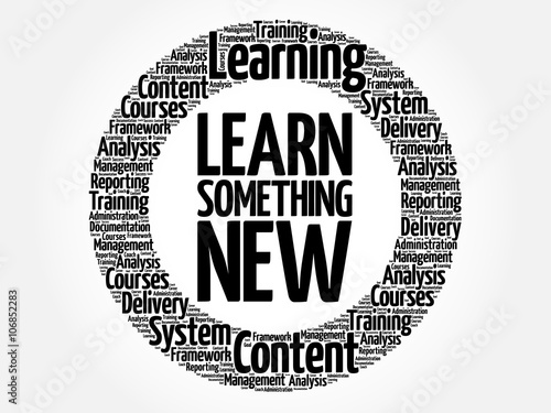 Learn Something New circle word cloud, business concept