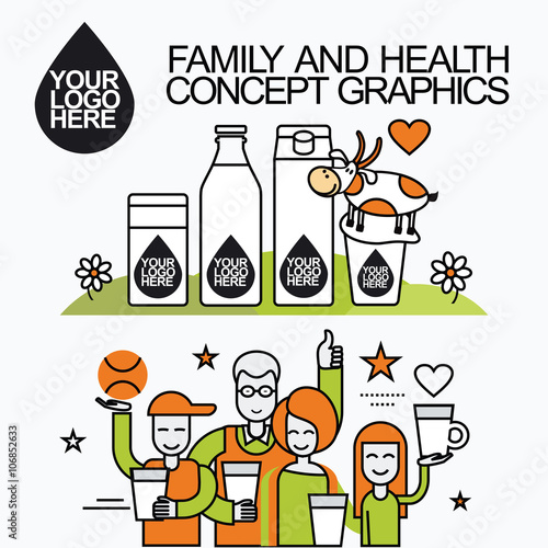 Family Healthy Infographic With Character Goat