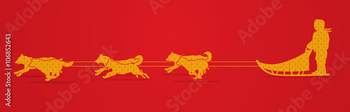 Sled Dogs designed using luxury geometric pattern graphic vector.