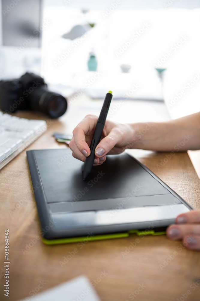 Pen drawing on a digital drawing tablet Pen drawing on a digital drawing tablet