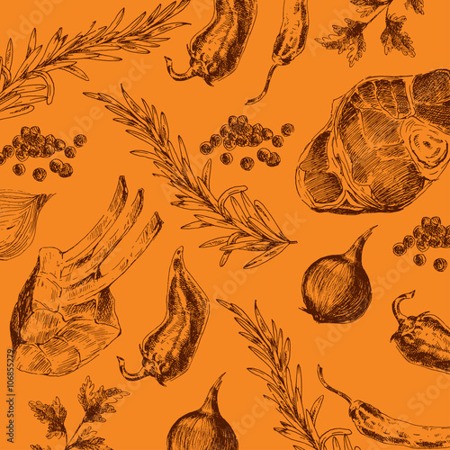 vector meat steak sketch drawing designer template. food hand-drawn backdrop for corporate identity