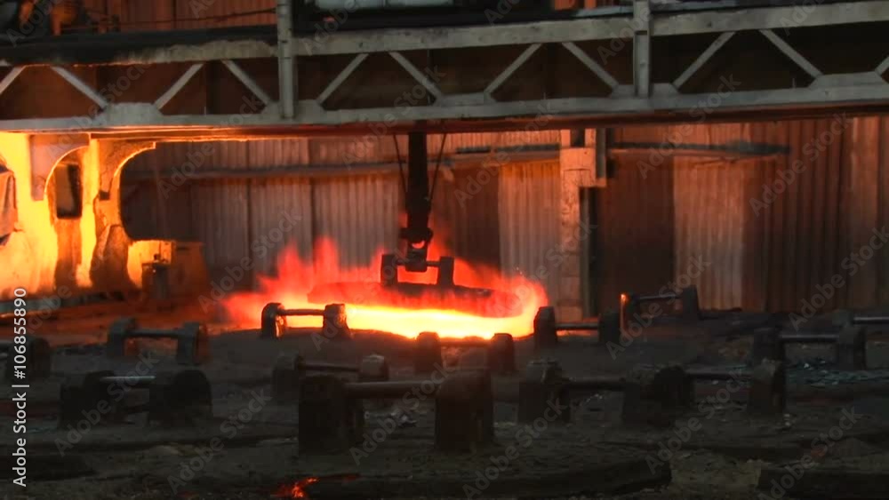 Work metallurgical plant, fire, crane, cover Work metallurgical plant, fire, crane, cover