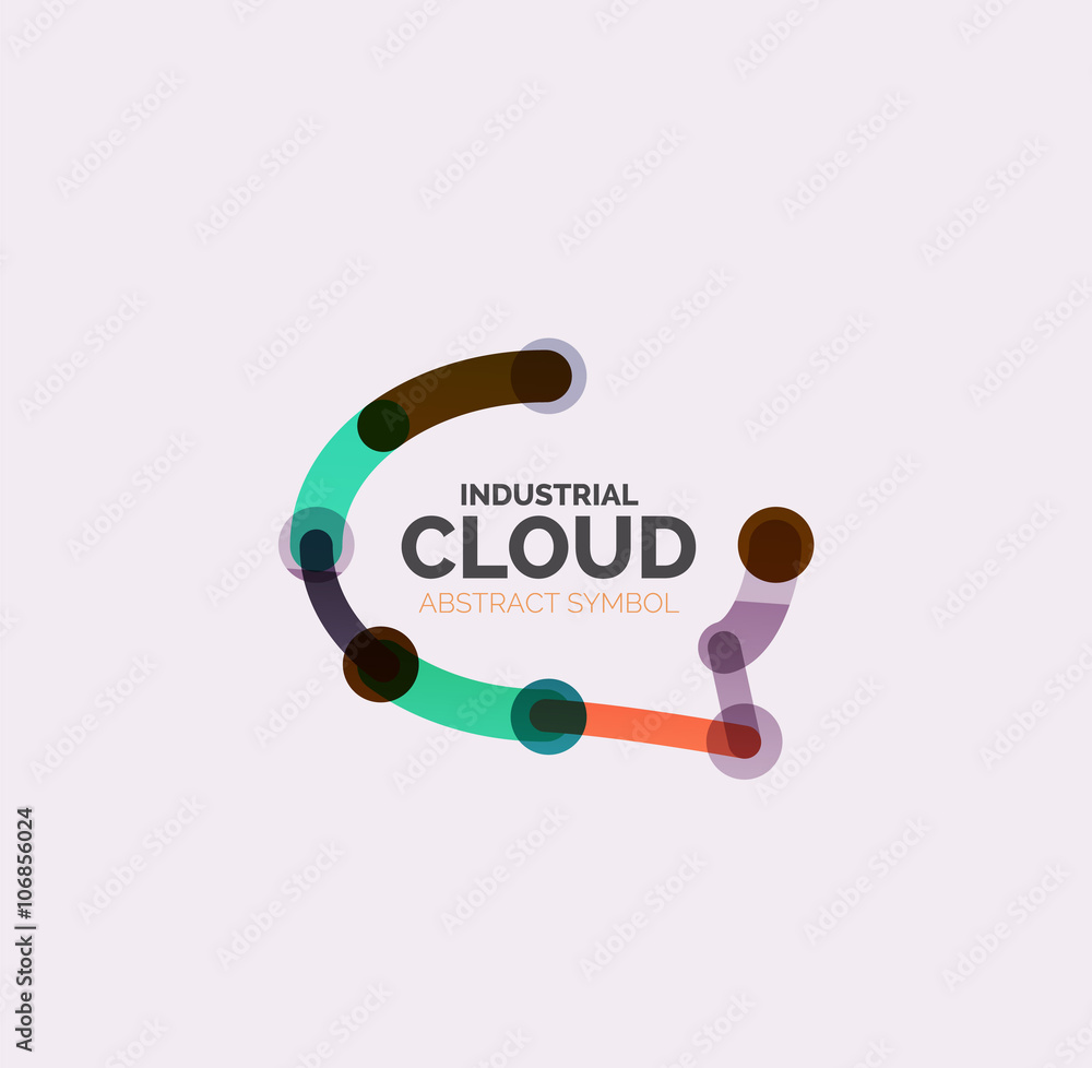 Flat linear design speech cloud logo. Talk bubble, modern geometric industrial thin line icon Flat linear design speech cloud logo. Talk bubble, modern geometric industrial thin line icon