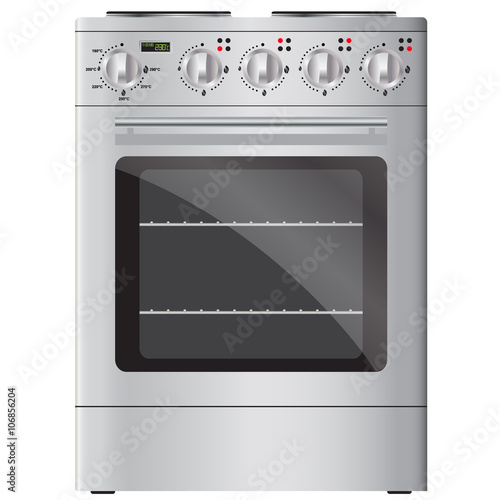 Appliances. Modern electric stove and oven, silver.