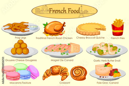 Collection of delicious French food