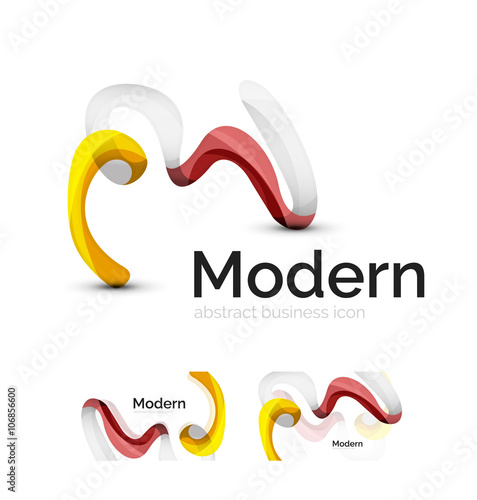 Vector abstract ribbon logo with business card identity design