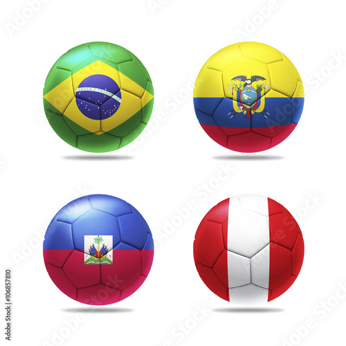 3D soccer ball with group B teams flags.
