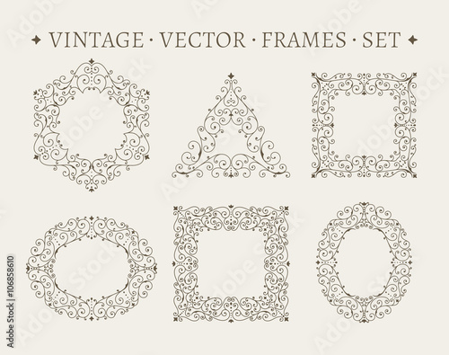Set of elegant ornate floral design templates.