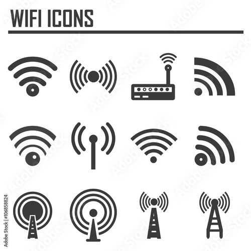 Vectvor black wireless icons set