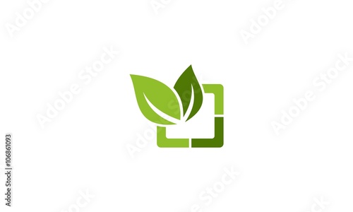 Green Leaf Logo, Shape Plant In The Sq