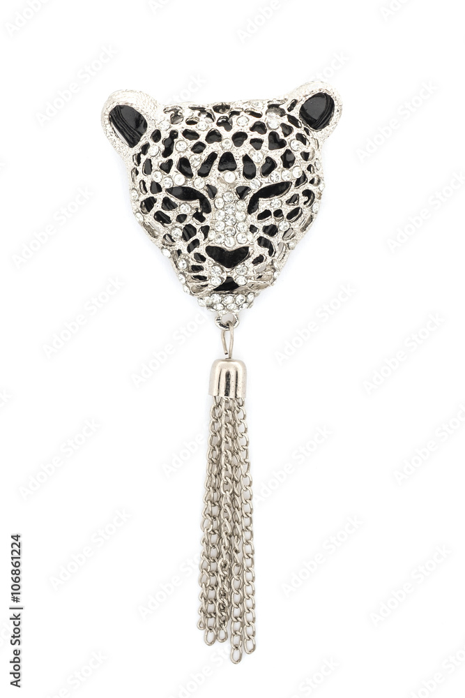 leopard brooch isolated on white