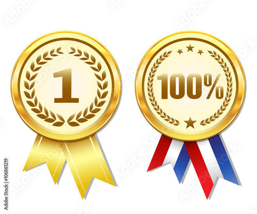 Gold vector award medals set