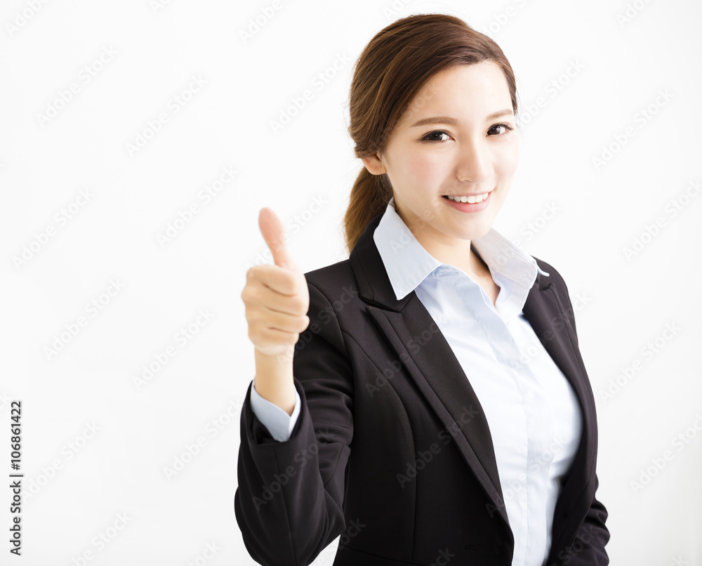 happy young business woman with thumb up happy young business woman with thumb up