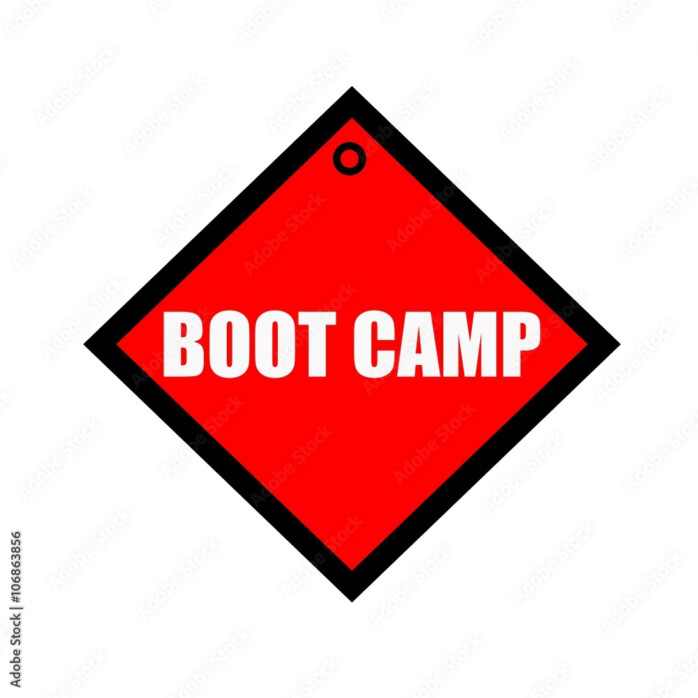 boot camp black wording on quadrate red background boot camp black wording on quadrate red background