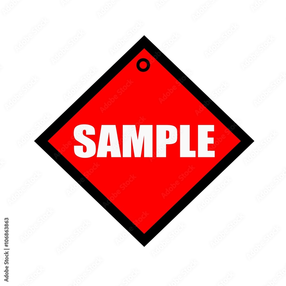 sample black wording on quadrate red background sample black wording on quadrate red background