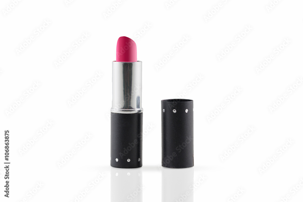 Close-up red lipstick isolated on white background. Close-up red lipstick isolated on white background.