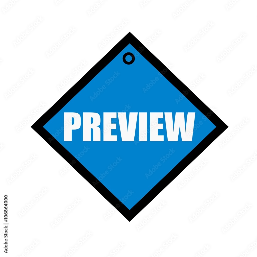 Preview white wording on quadrate blue background Preview white wording on quadrate blue background