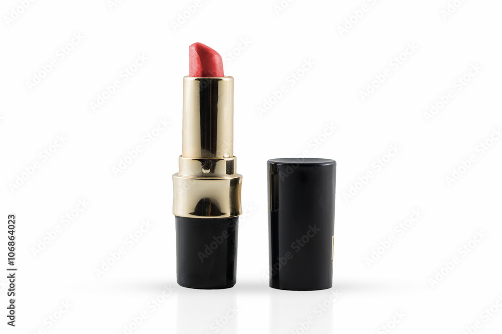Close-up red lipstick isolated on white background. Close-up red lipstick isolated on white background.