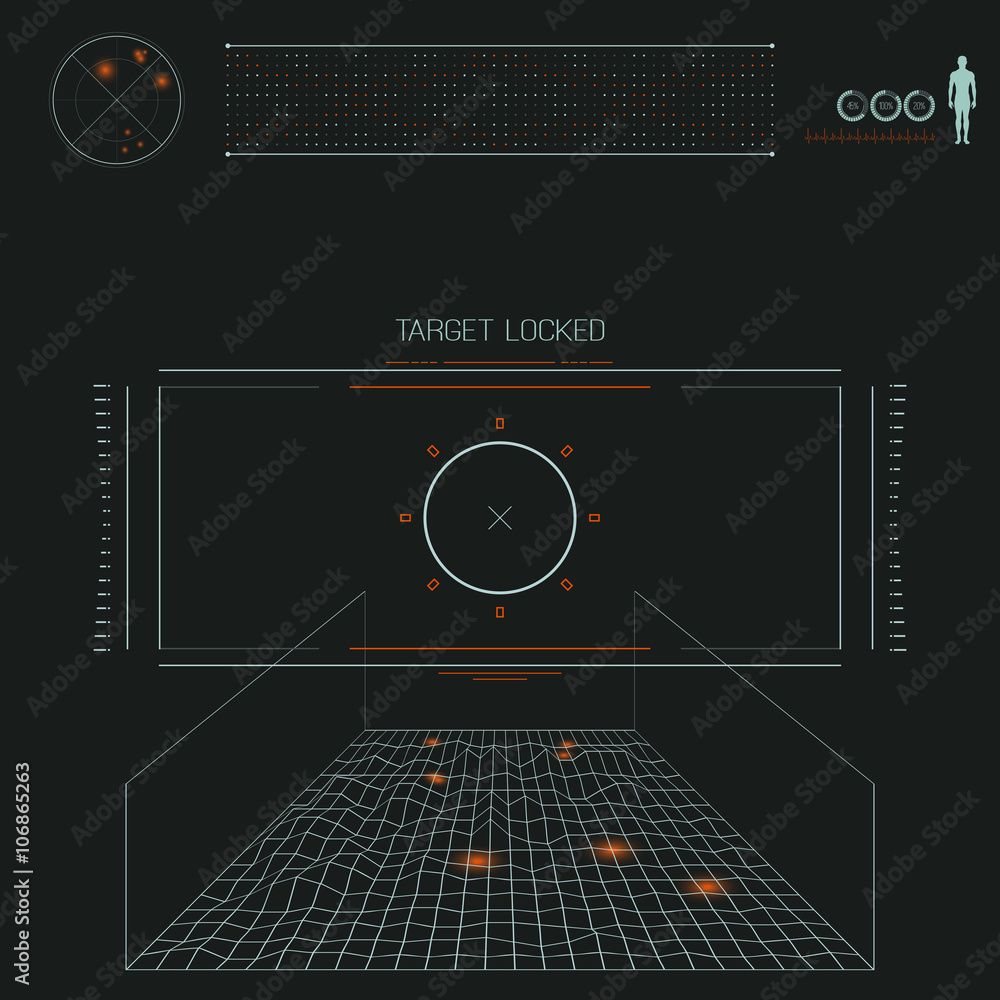 Target Locked HeadsUp Display HUD. SciFi User Interface. Vector