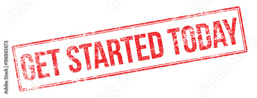 Get Started Today red rubber stamp on white