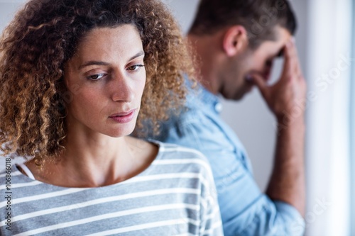 Obraz na plátně Close-up of unhappy woman