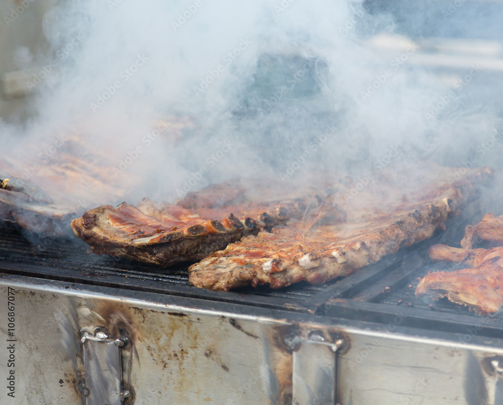 Barbecue Ribs on Grill