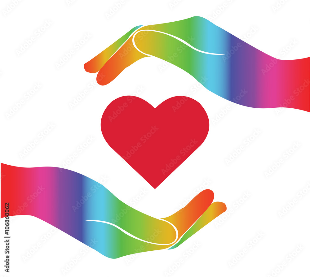 rainbow hand holding heart vector Stock Vector | Adobe Stock