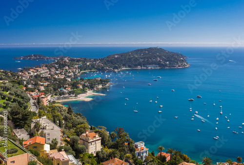 Cote d'Azur France. View of luxury resort and bay of French rivi