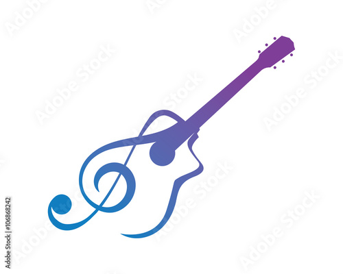 Modern Music Logo Symbol - Guitar Clef