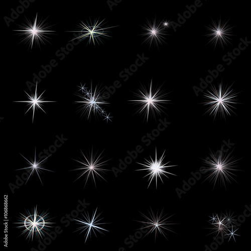 Shine stars with glitters and sparkles. stars set vector