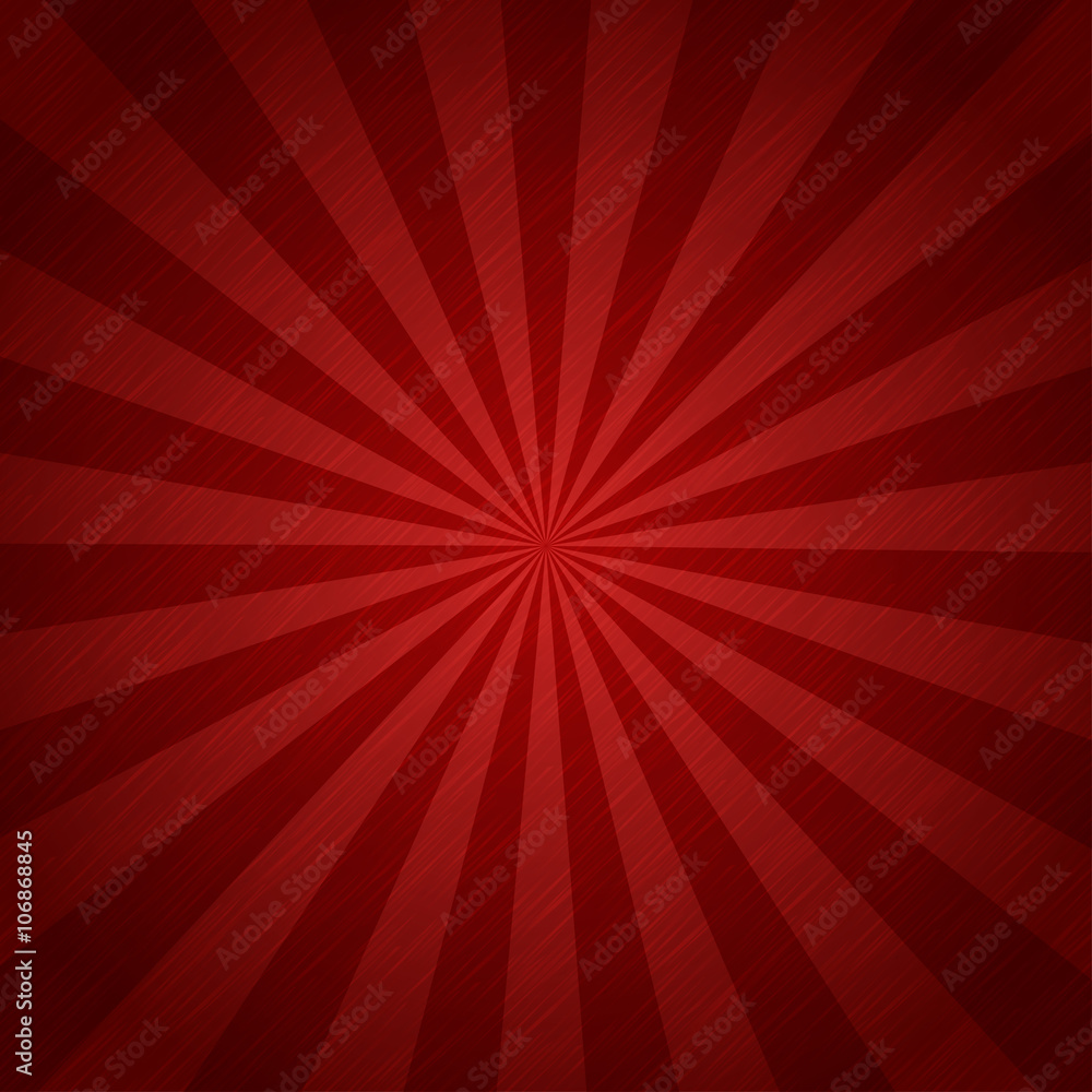 Red color burst background or sun rays